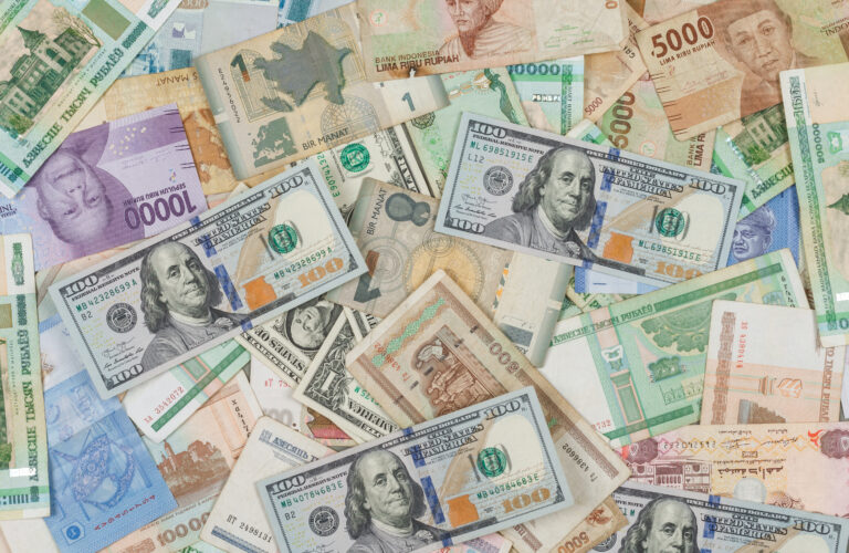 business-financial-concept-stack-money-background-flat-lay